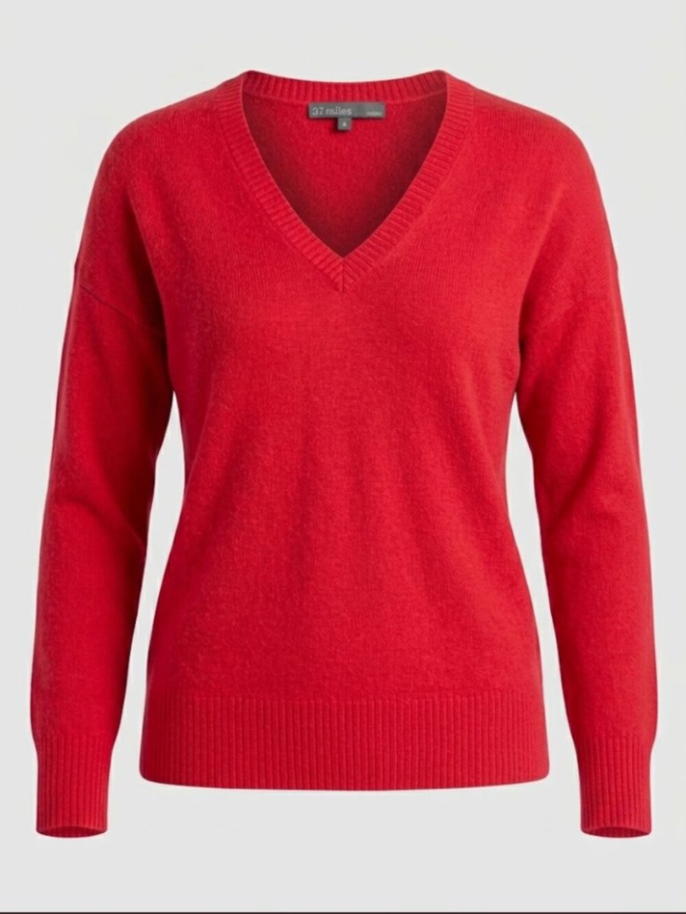 27 Miles Malibu Cashmere V-Neck Sweater Women Small Red Cozy Soft Pullover